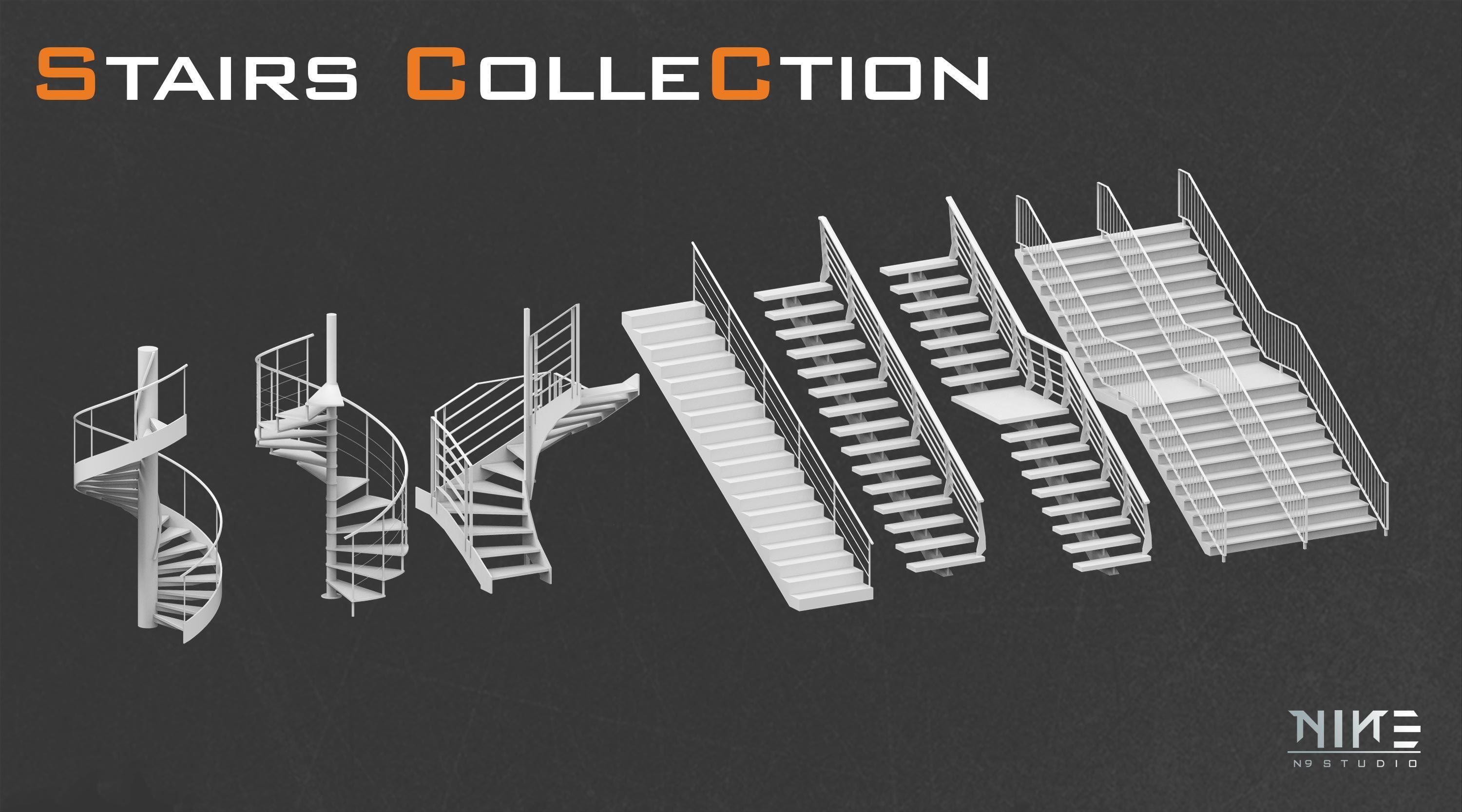 Stairs collection 3D model_4