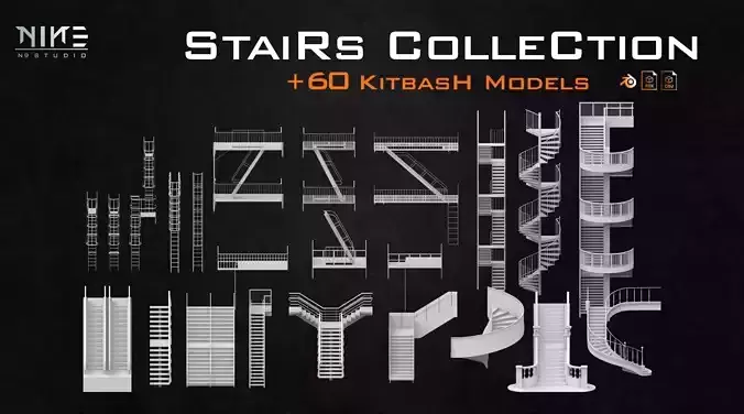Stairs collection 3D model