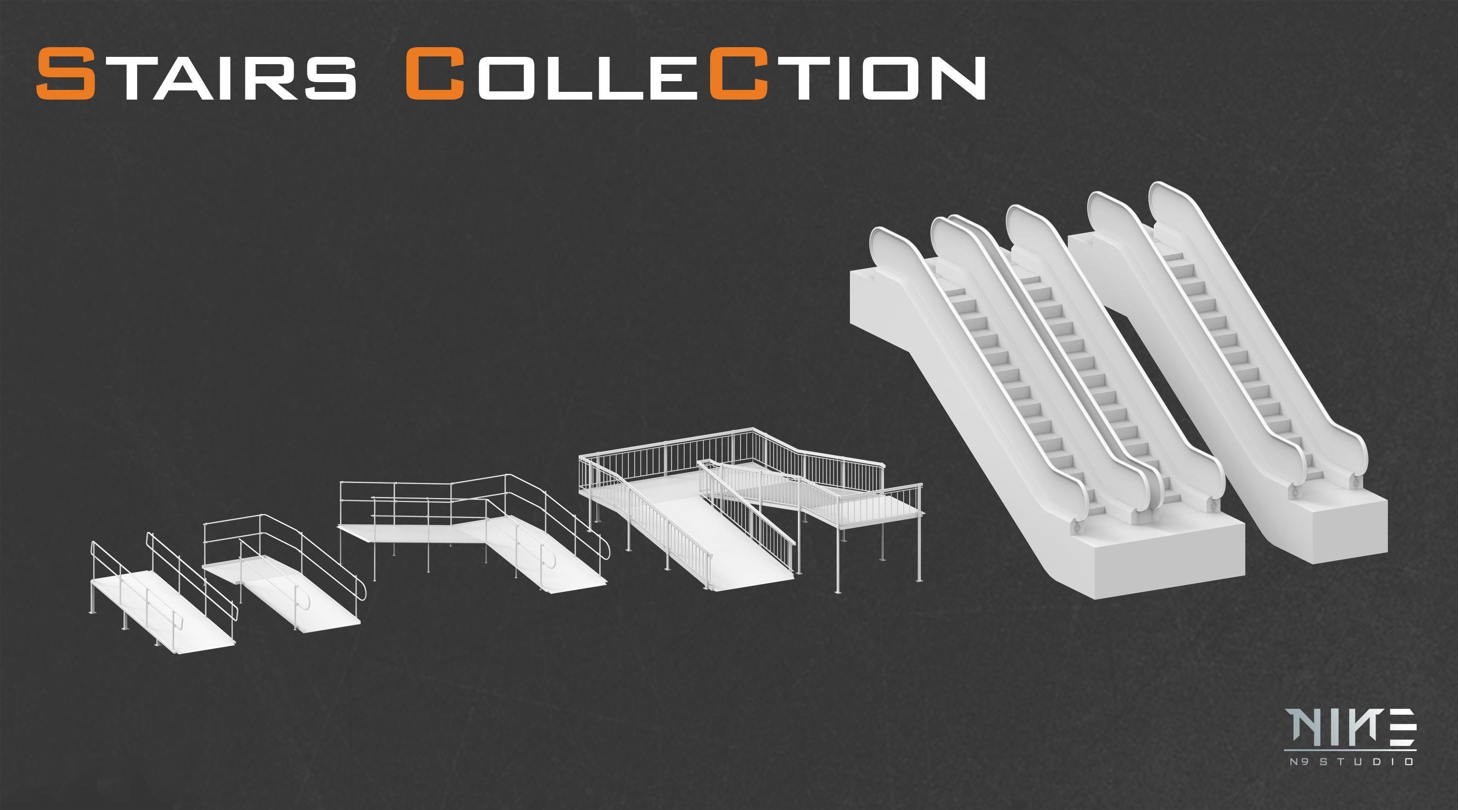 Stairs collection 3D model_10