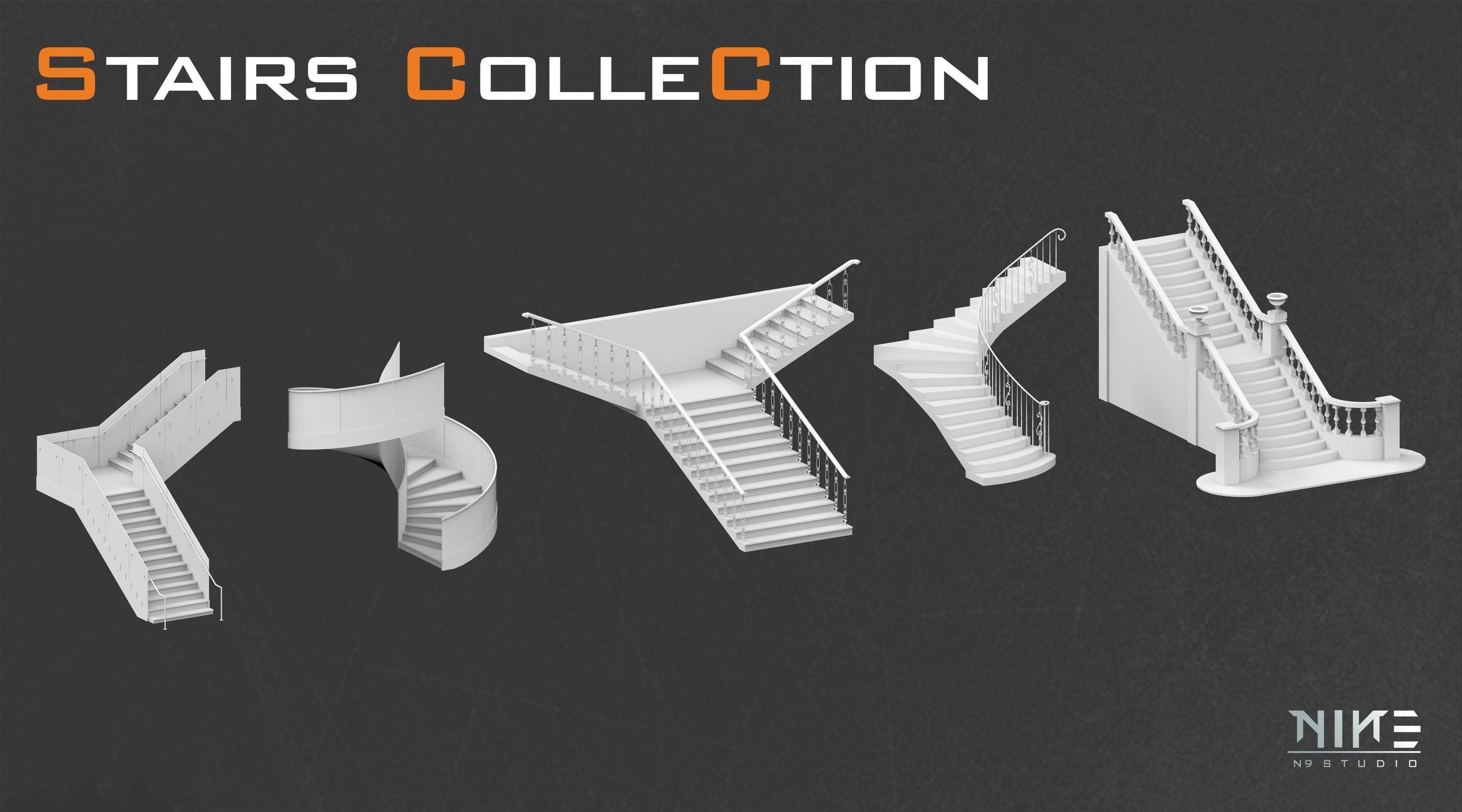 Stairs collection 3D model_2