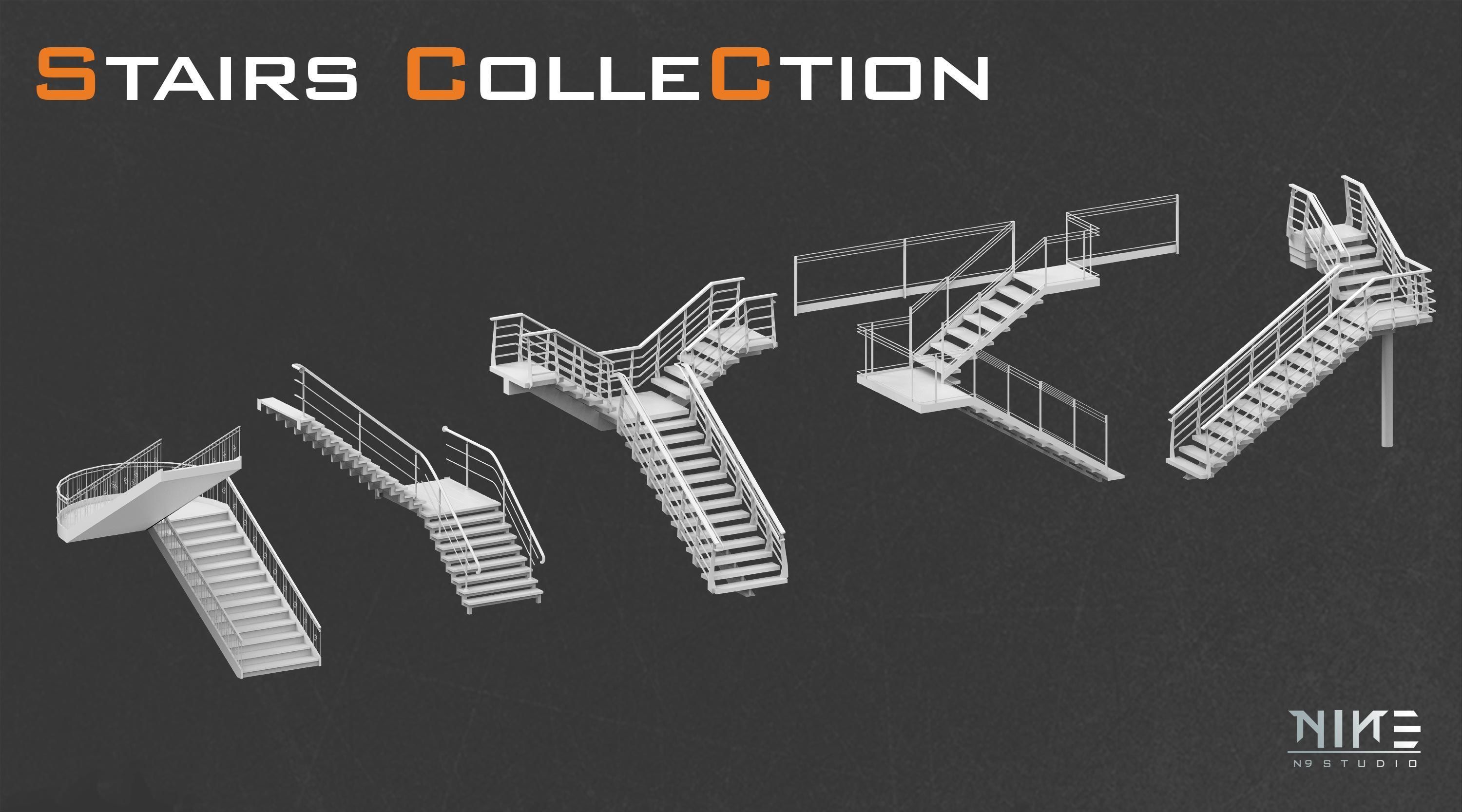 Stairs collection 3D model_3