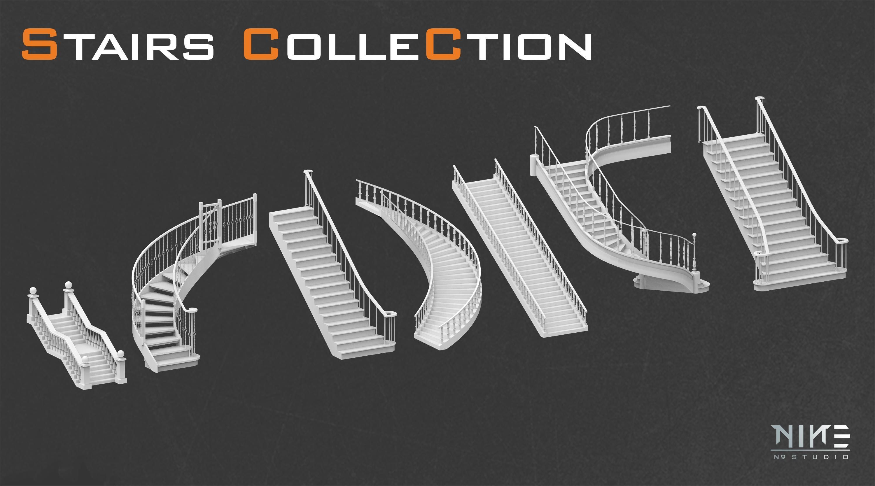 Stairs collection 3D model_1