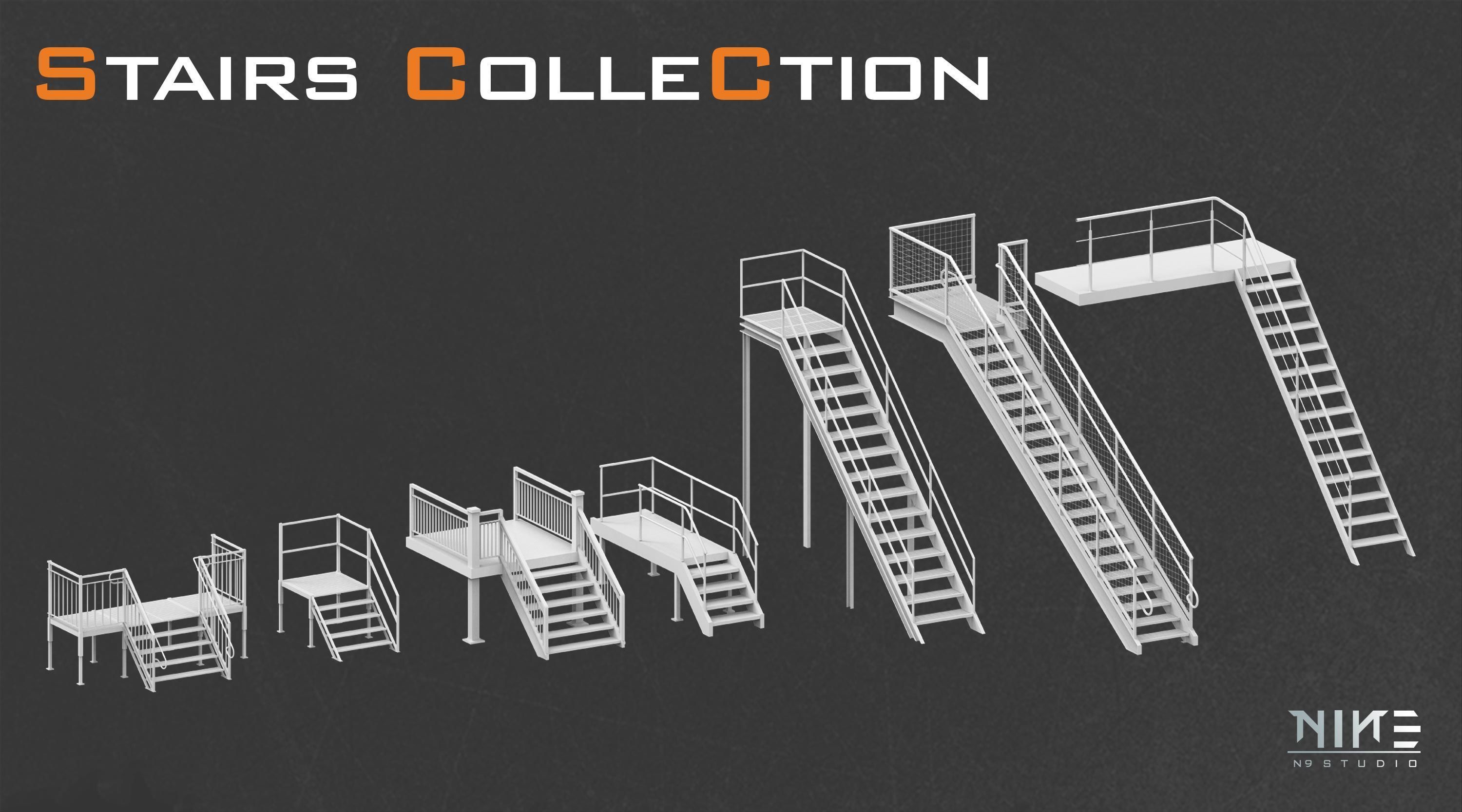 Stairs collection 3D model_5