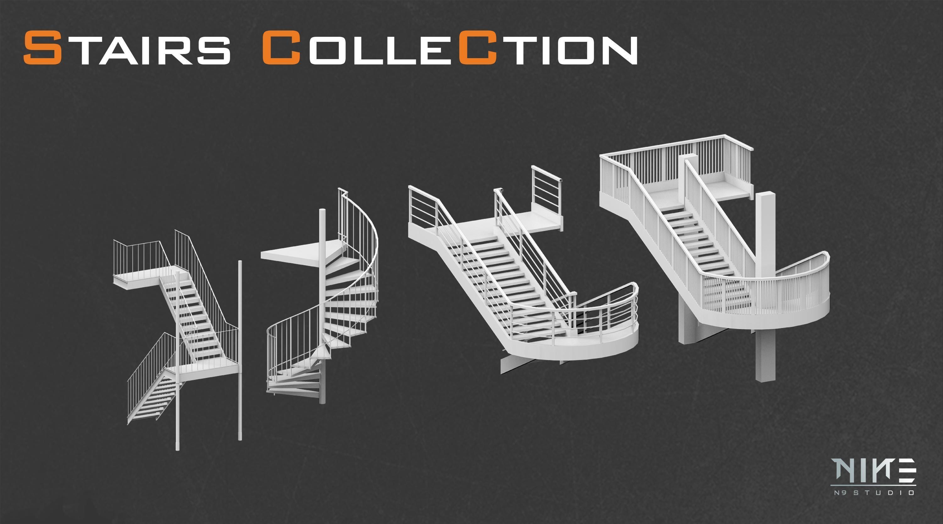 Stairs collection 3D model_6