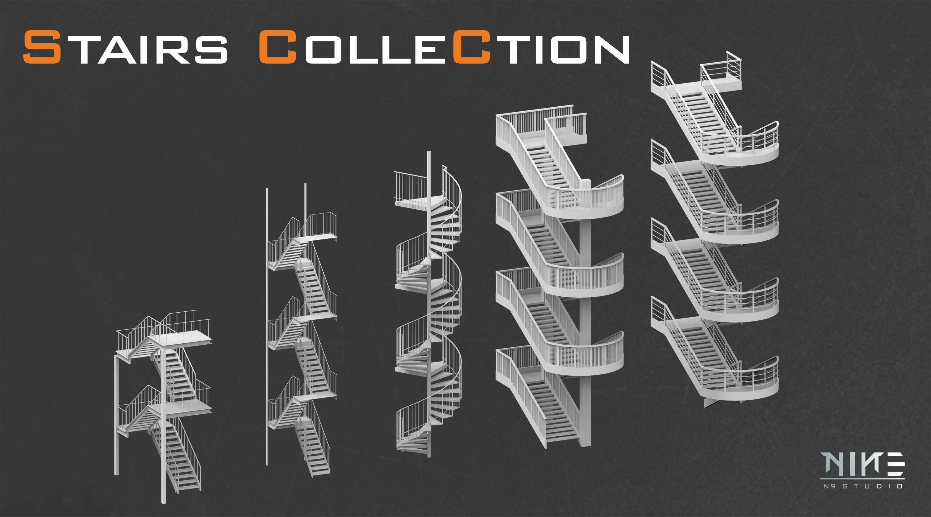Stairs collection 3D model_7
