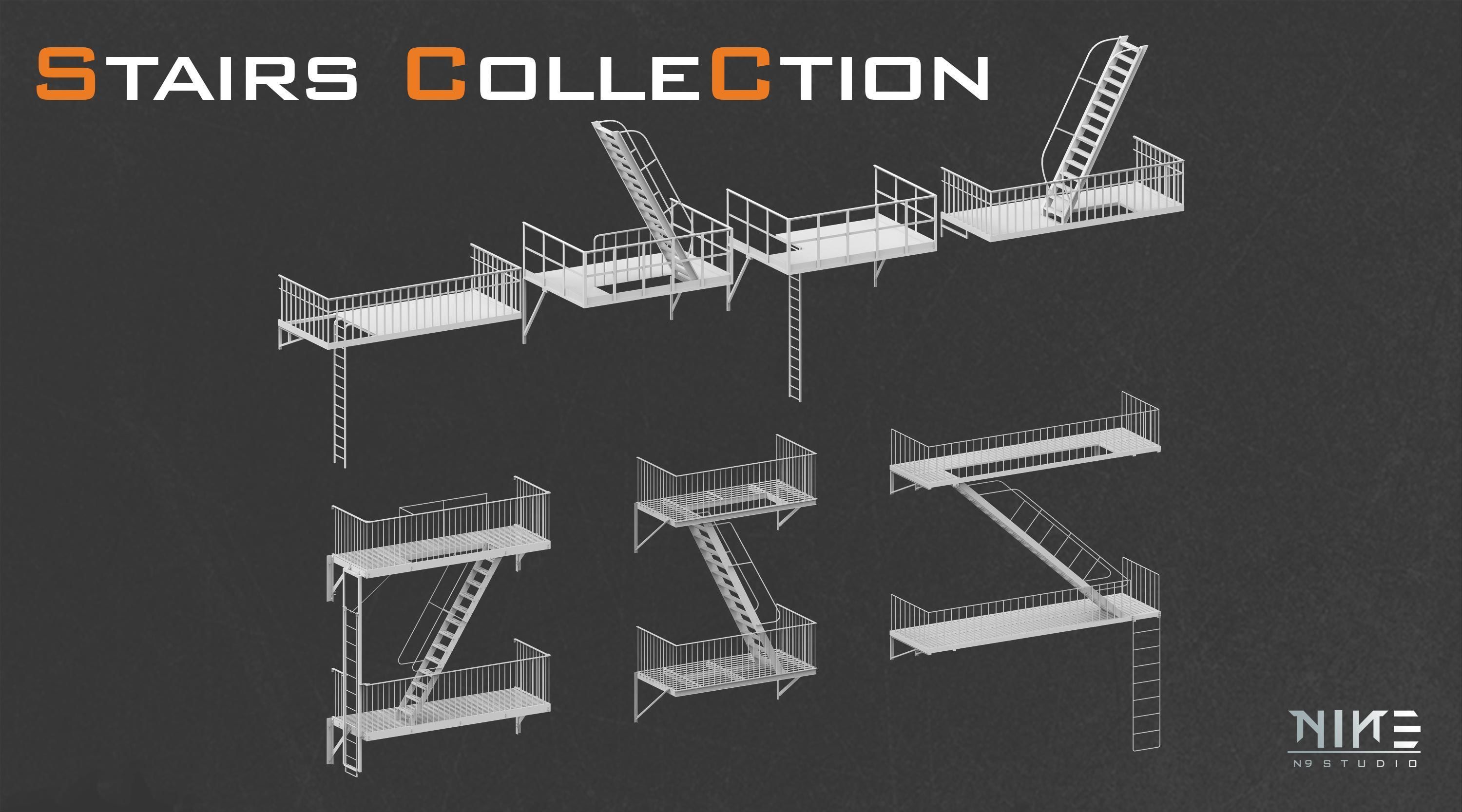 Stairs collection 3D model_8