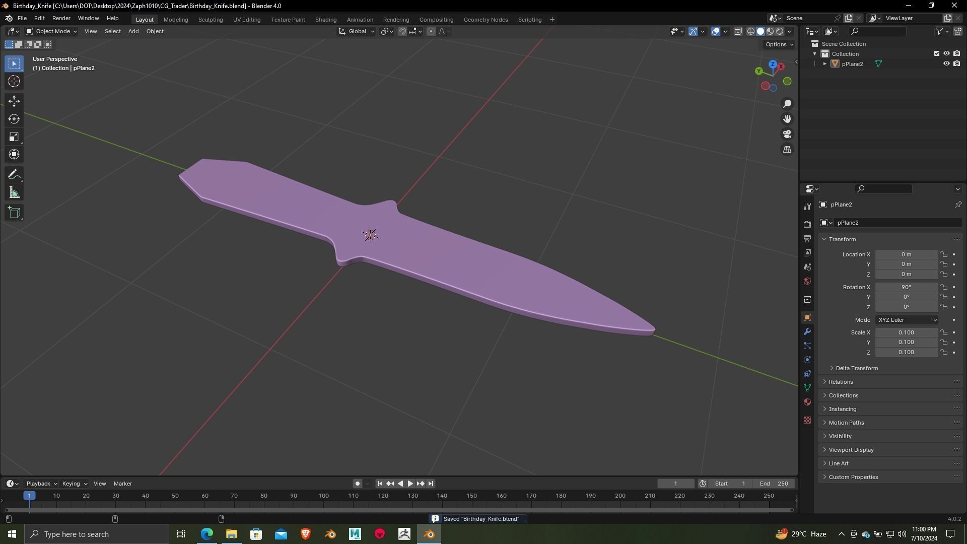 Birthday knife 3d printing ready model 3D print model_7