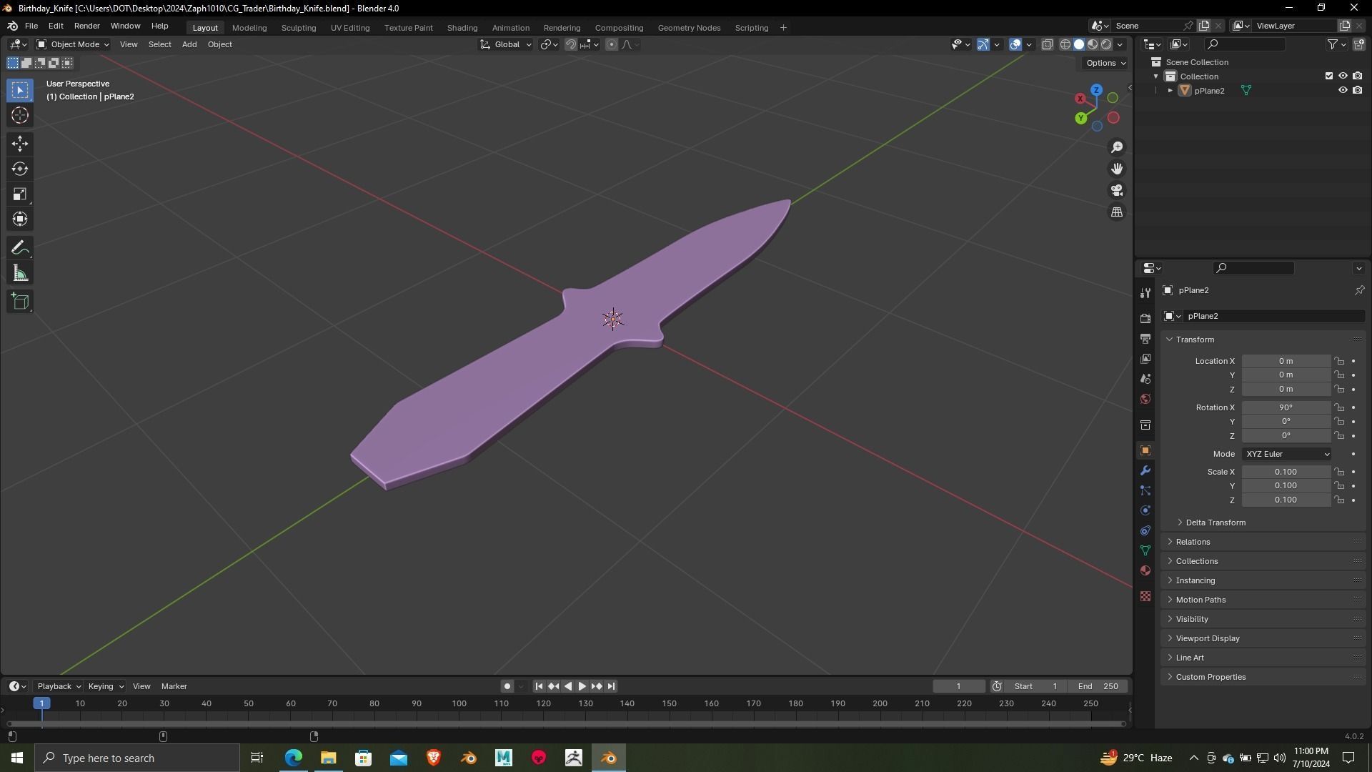 Birthday knife 3d printing ready model 3D print model_8