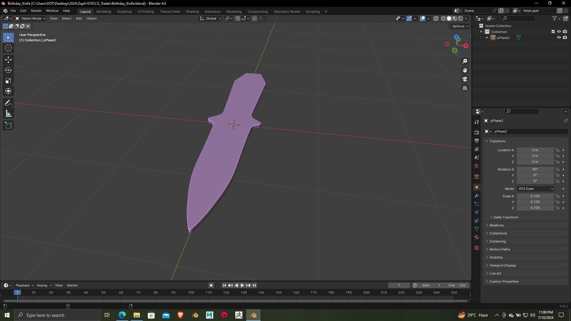 Birthday knife 3d printing ready model 3D print model_9