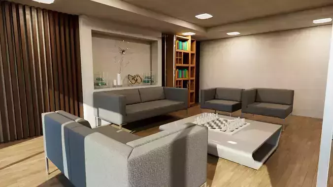 Escena sala moderna minimalista