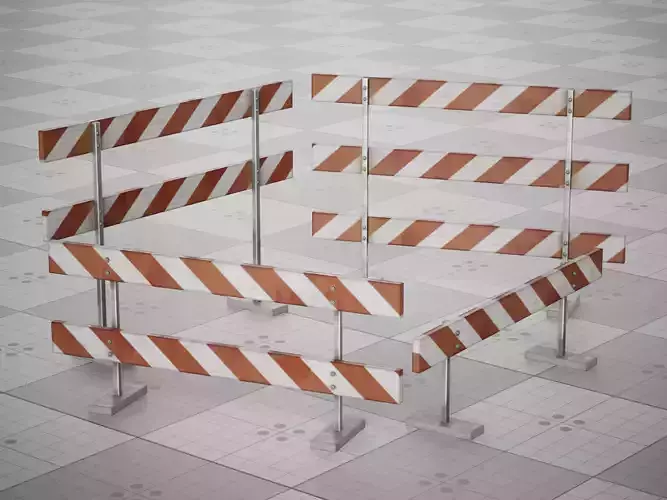 Wood Fence Barricade Game 3D model Low-poly