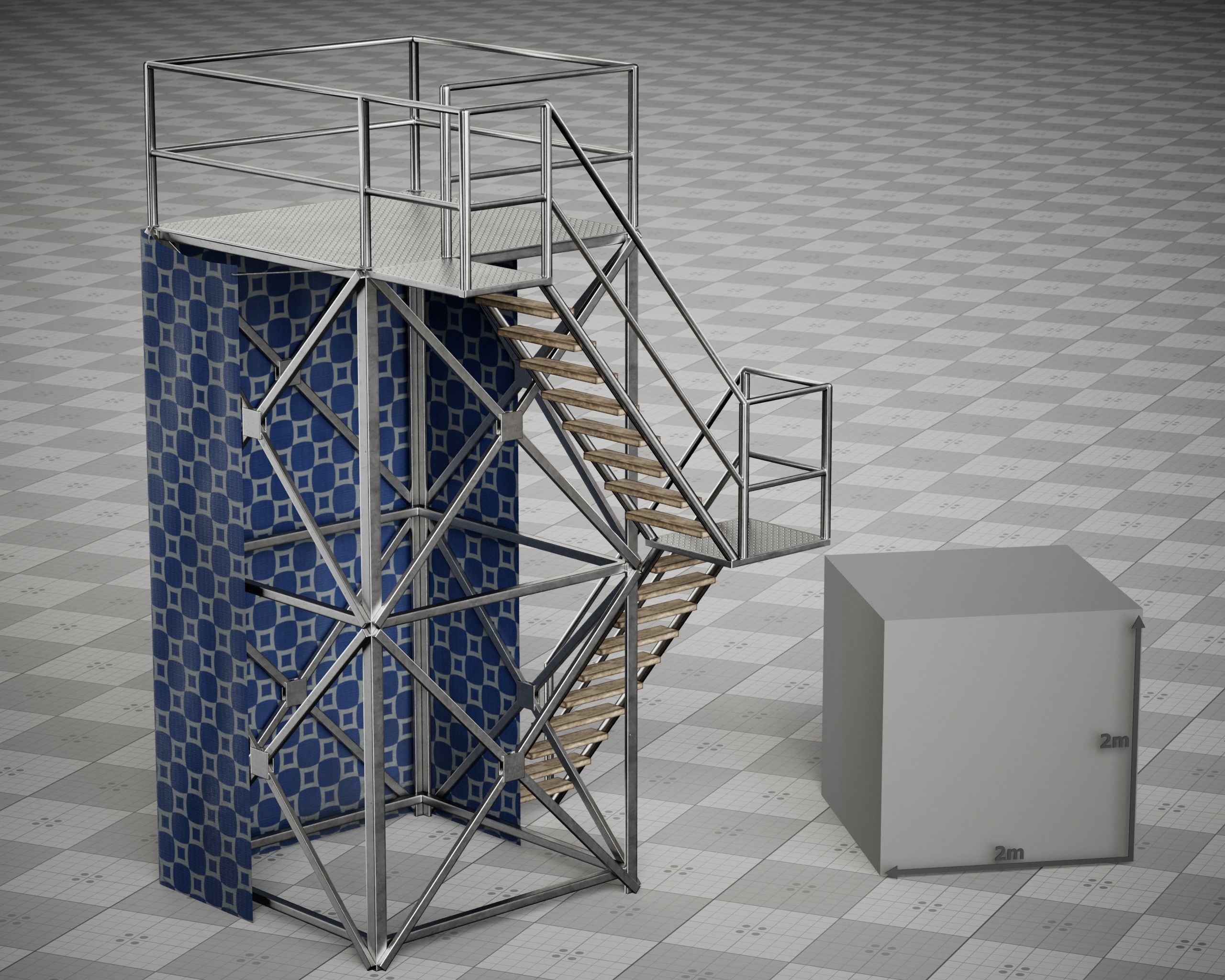Tower Metal Frame Game 3D model Low-poly Low-poly 3D model_3