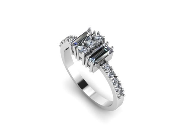 Diamond cluster ring Free 3D print model_1