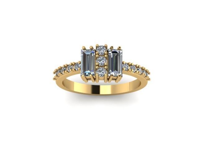 Diamond cluster ring Free 3D print model_3