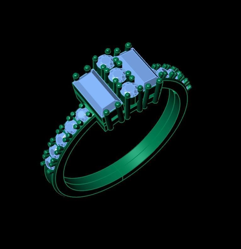 Diamond cluster ring Free 3D print model_12