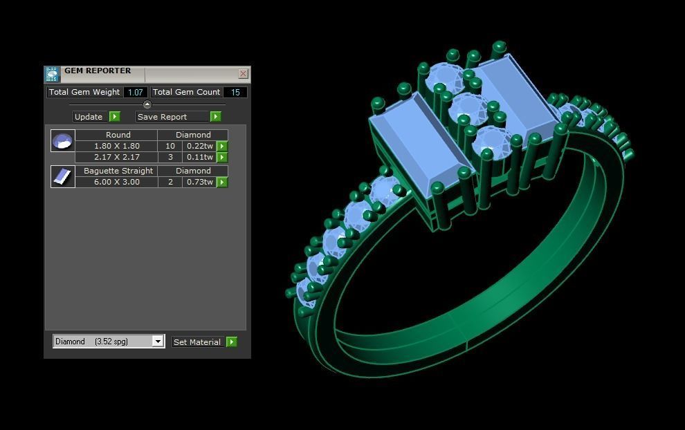 Diamond cluster ring Free 3D print model_15