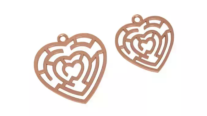 Heart Love Wire Mesh Plain Gold Pendant 3D print model