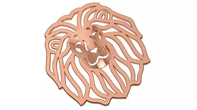 Lion Wire Mesh Plain Gold Pendant 3D print model