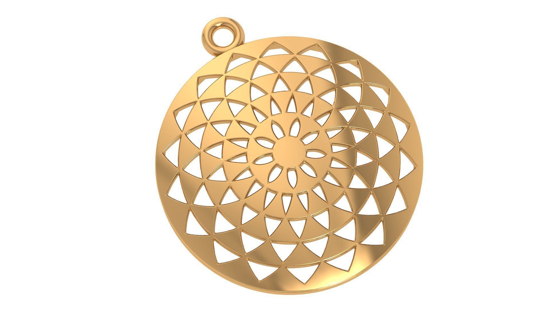 Flower of Life Wire Mesh Plain Gold Pendant 3D print model_1