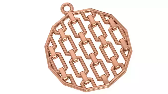 Miami Cuban Chain Wire Mesh Plain Gold Pendant 3D print model