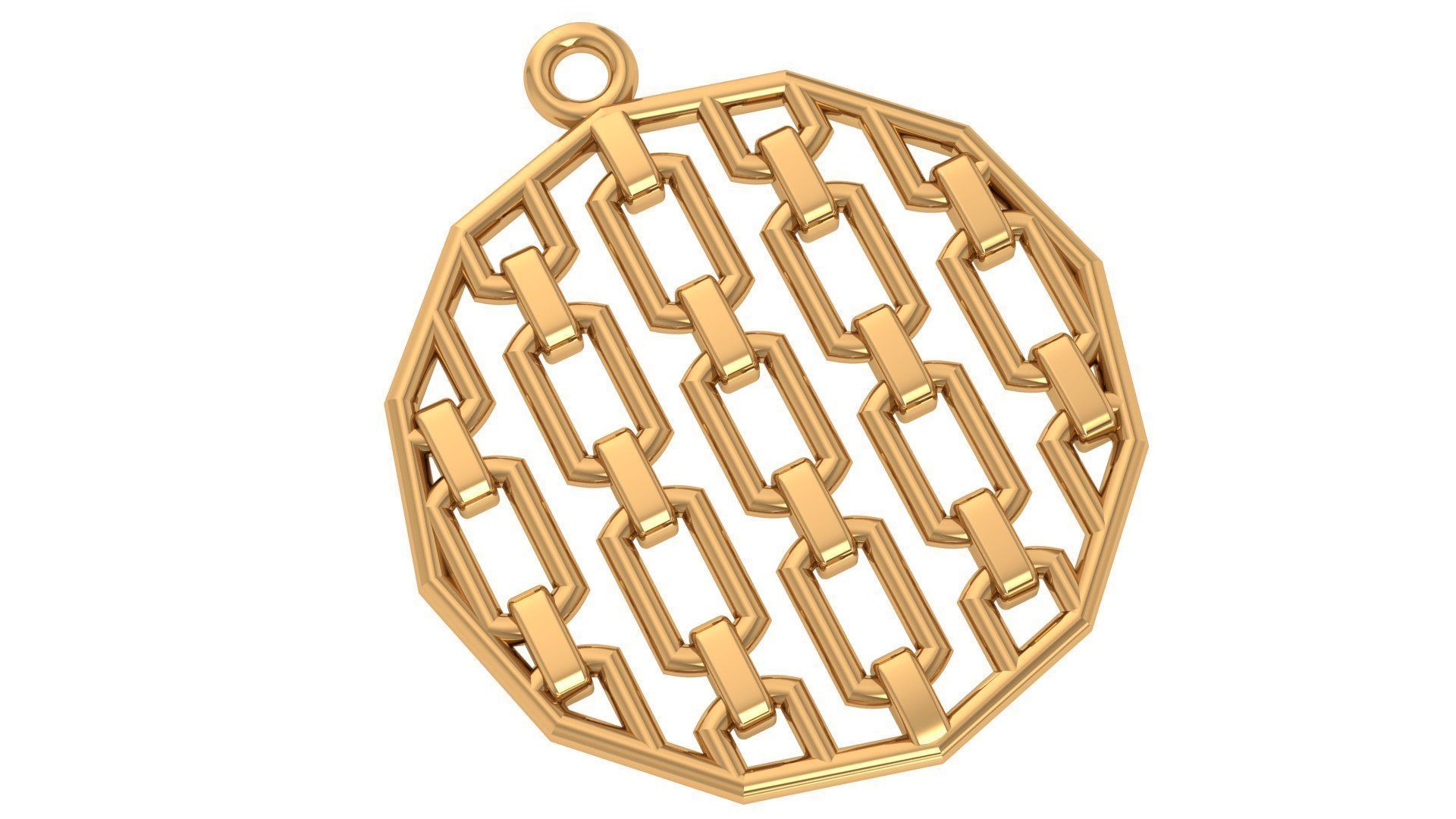 Miami Cuban Chain Wire Mesh Plain Gold Pendant 3D print model_1