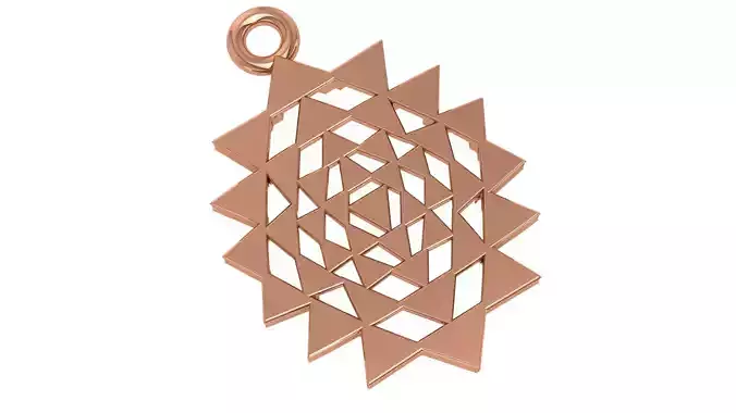 Yantra Wire Mesh Plain Gold Pendant 3D print model