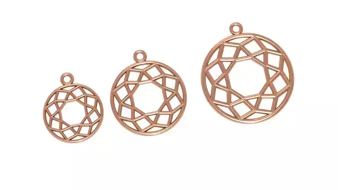 Circle Wire Mesh Plain Gold Pendant 3D print model