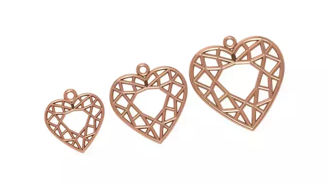 Heart Love Valentine Wire Mesh Plain Gold Pendant 3D print model