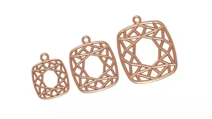 Square Wire Mesh Plain Gold Pendant 3D print model