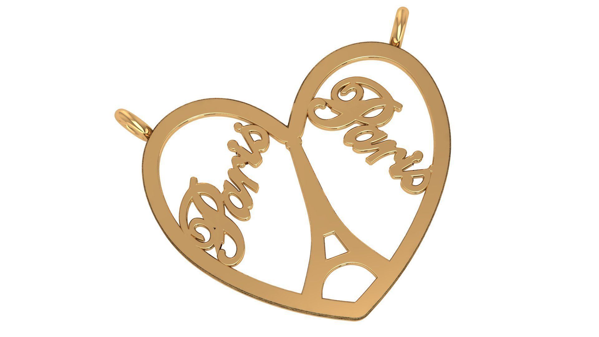 Paris Eiffel Tower Wire Mesh Plain Gold Pendant 3D print model_1