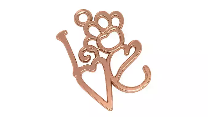Love Wire Mesh Plain Gold Pendant 3D print model