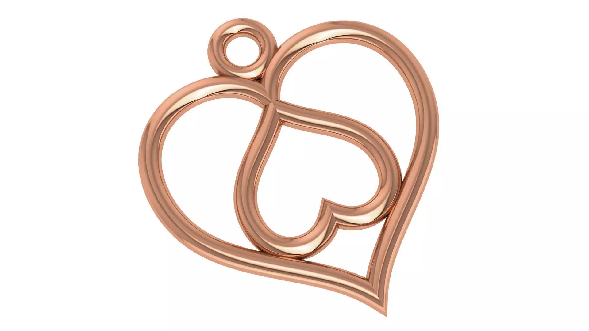 Dual Heart Love Wire Mesh Plain Gold Pendant 3D print model_0