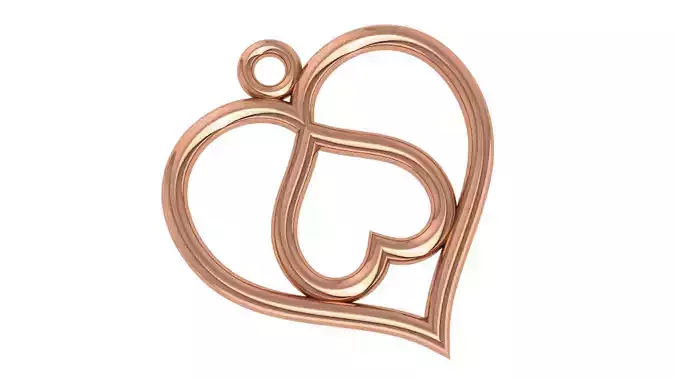 Heart Love Valentine Wire Mesh Plain Gold Pendant 3D print model