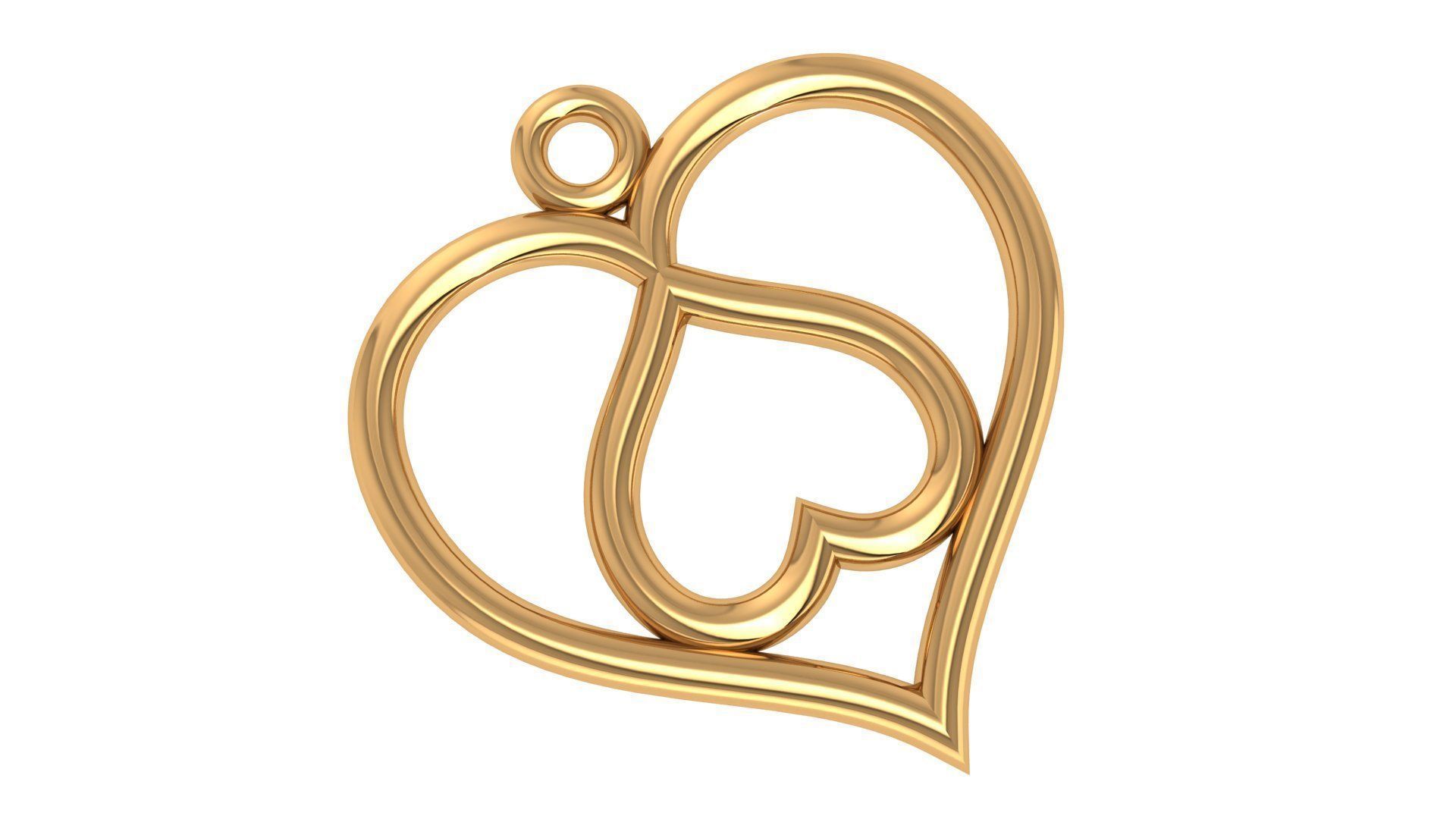 Heart Love Valentine Wire Mesh Plain Gold Pendant 3D print model_1