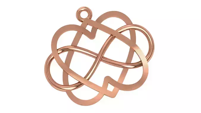 Infinity Heart Wire Mesh Plain Gold Pendant 3D print model