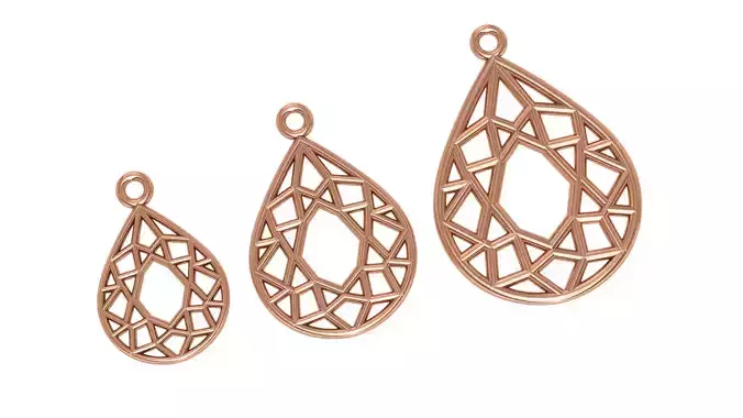 Pear Wire Mesh Plain Gold Pendant 3D print model