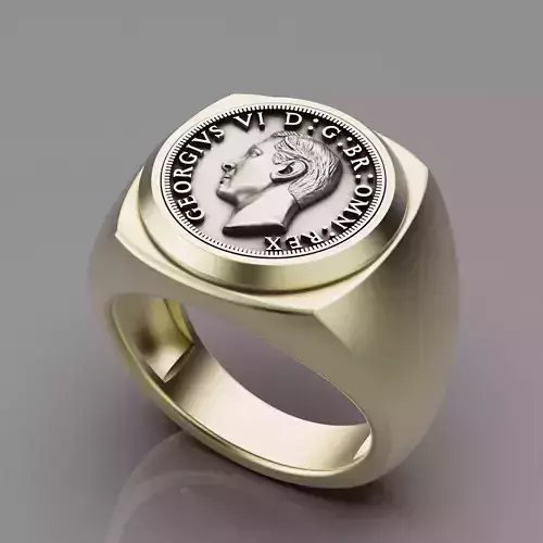 Florin 1938 British Coin Ring  silver gold printable jewelry