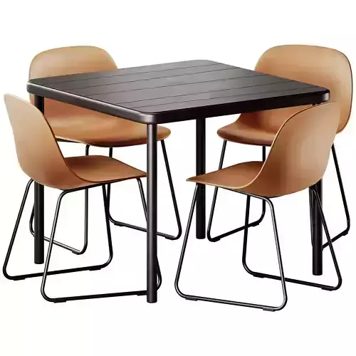 Babel D Bangi Table and Muuto Fiber Sled Base Chair