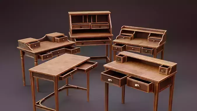 Stylized writing desk set