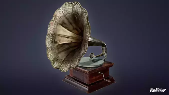 ATTIC - Gramophone 01 - LOW POLY Low-poly 3D model