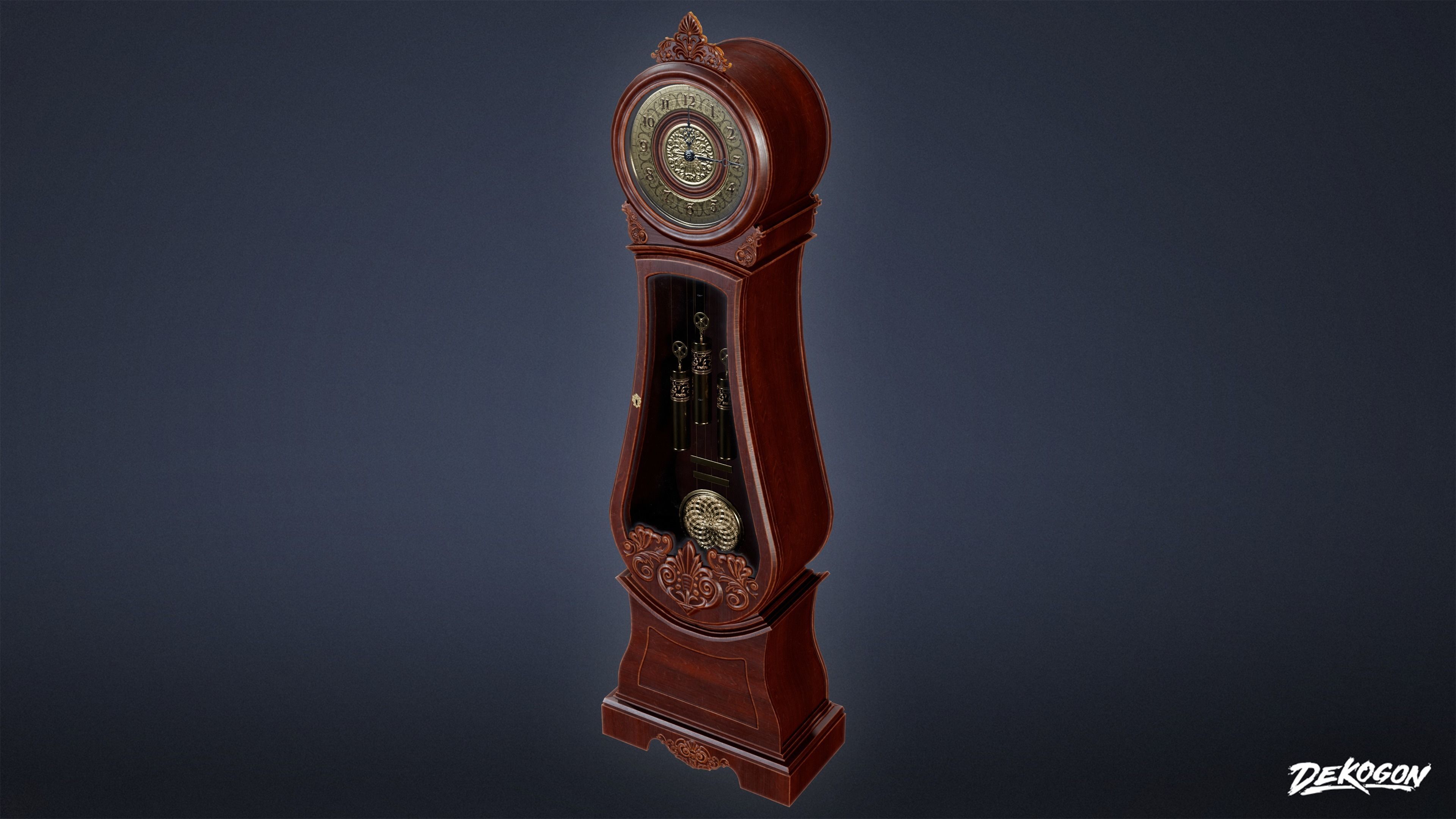 ATTIC - Grand Father Clock 01 - LOW POLY Low-poly 3D model_4