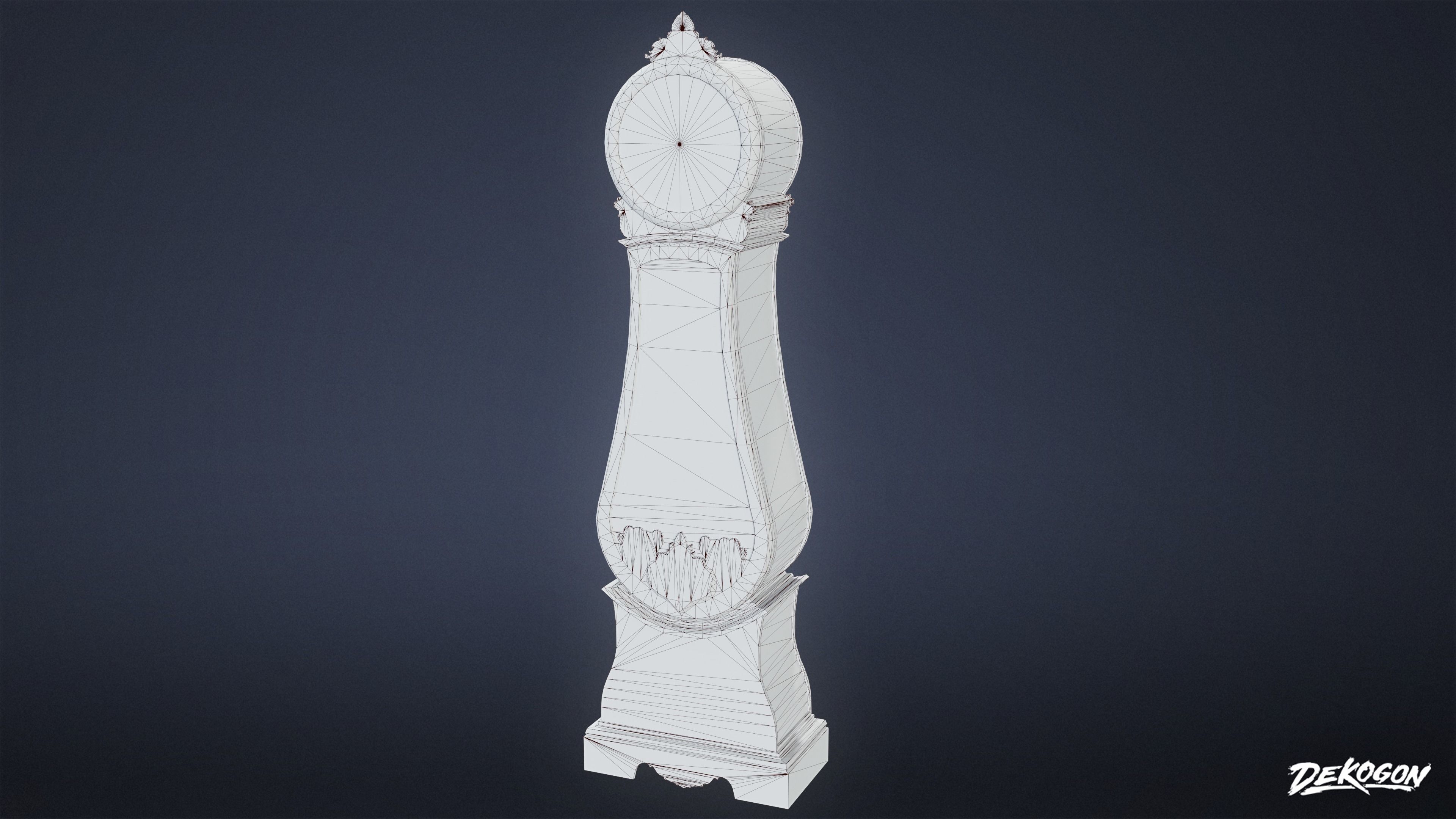 ATTIC - Grand Father Clock 01 - LOW POLY Low-poly 3D model_9