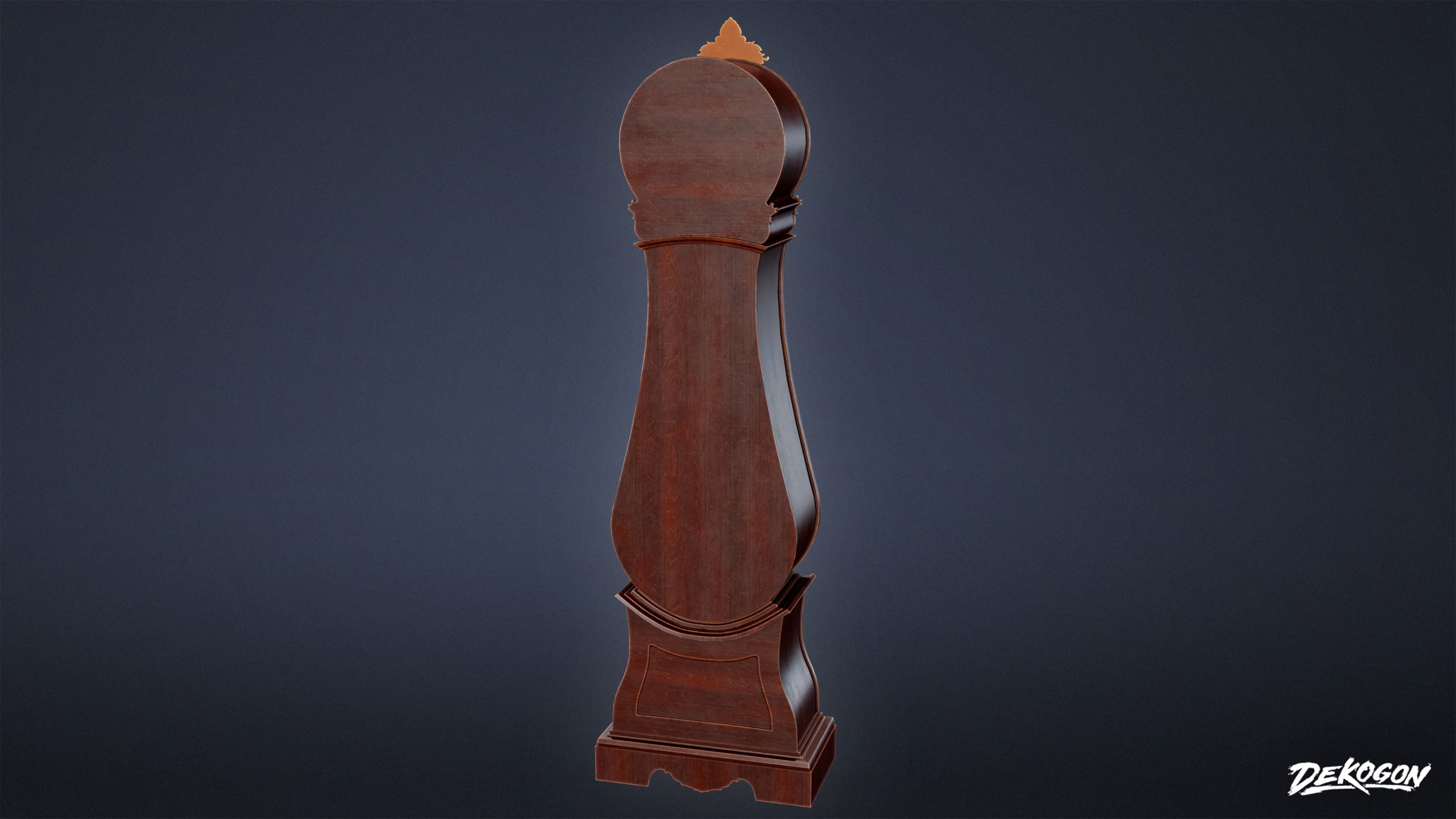 ATTIC - Grand Father Clock 01 - LOW POLY Low-poly 3D model_3