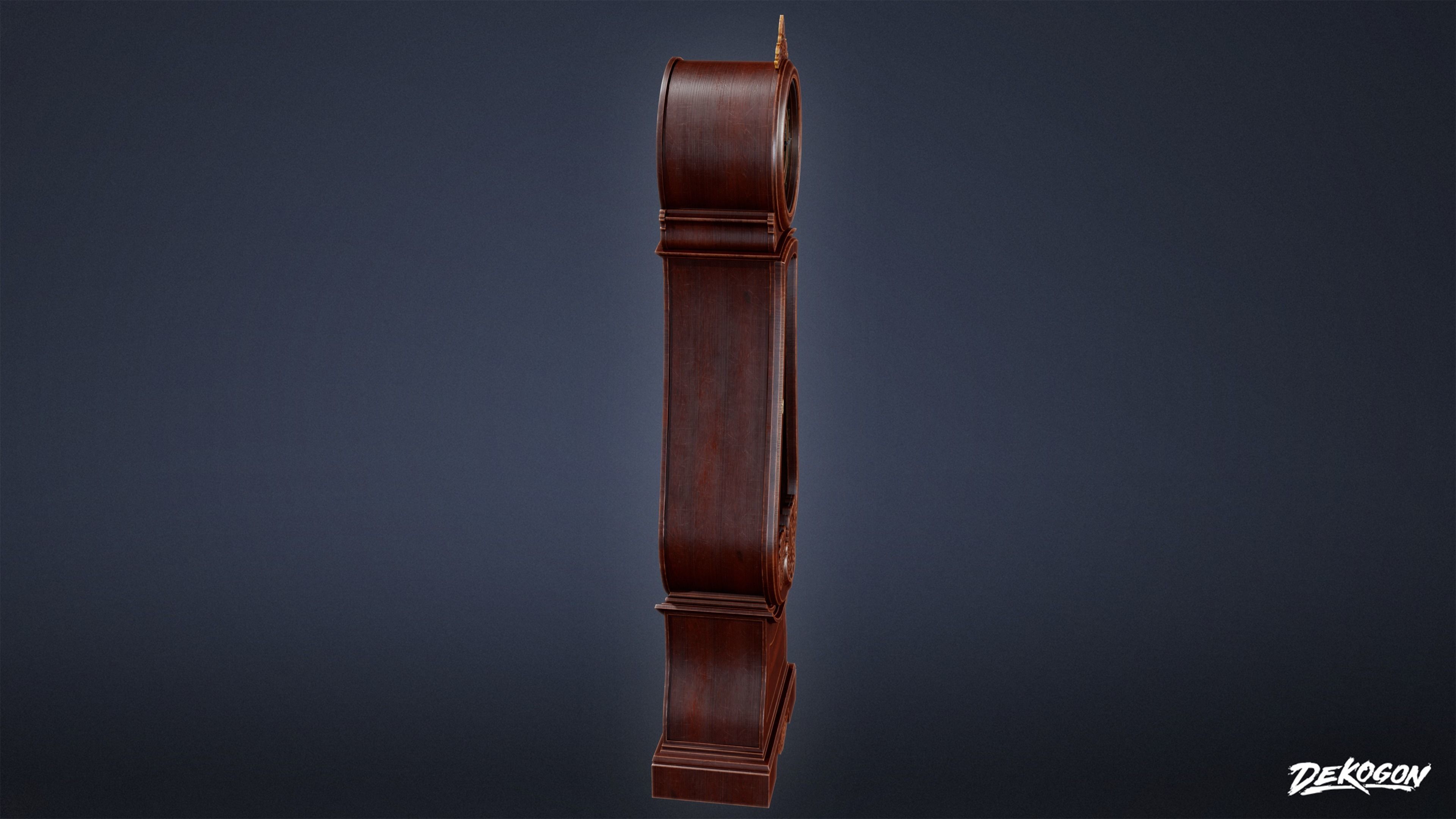 ATTIC - Grand Father Clock 01 - LOW POLY Low-poly 3D model_2