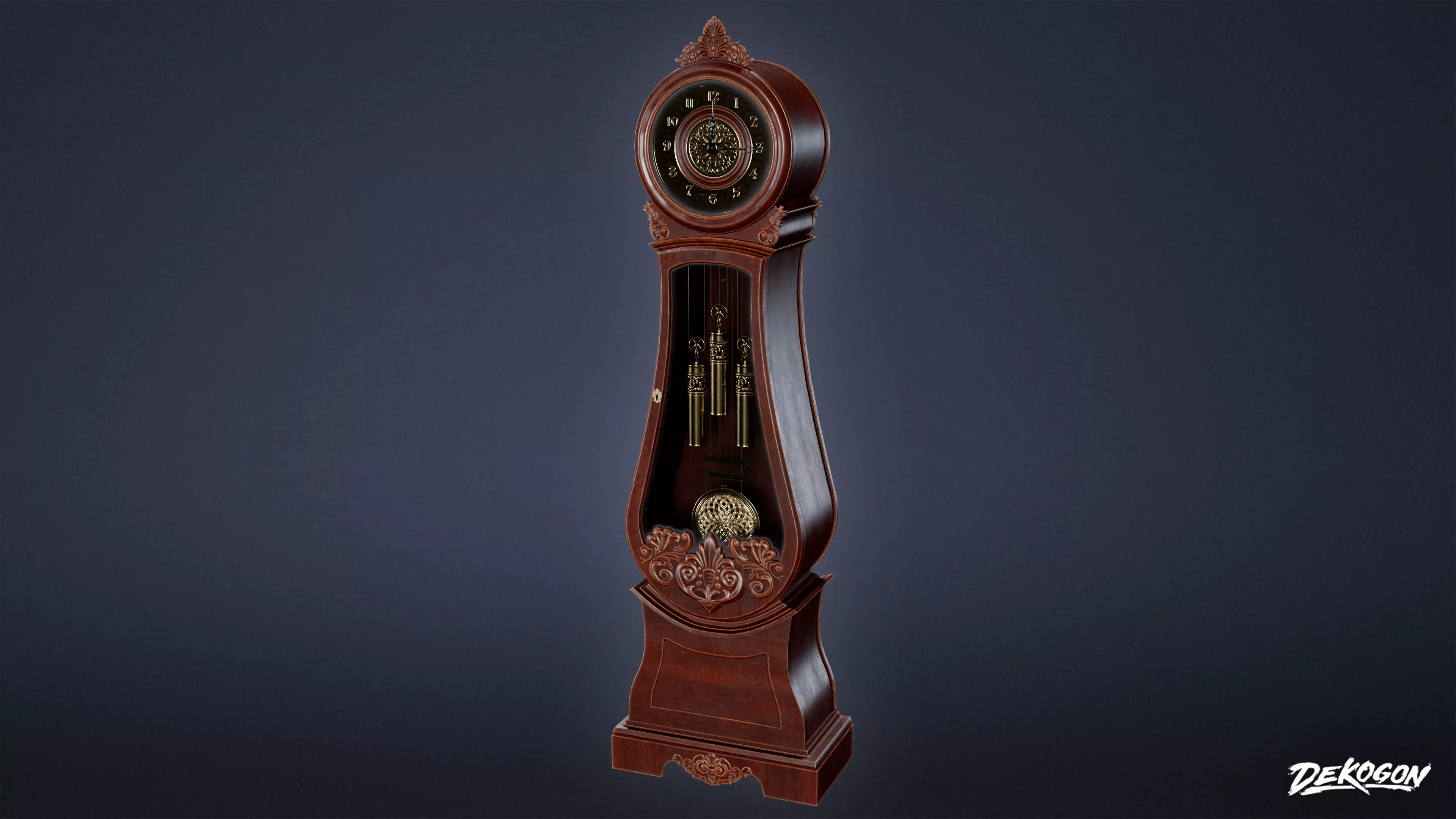 ATTIC - Grand Father Clock 01 - LOW POLY Low-poly 3D model_0