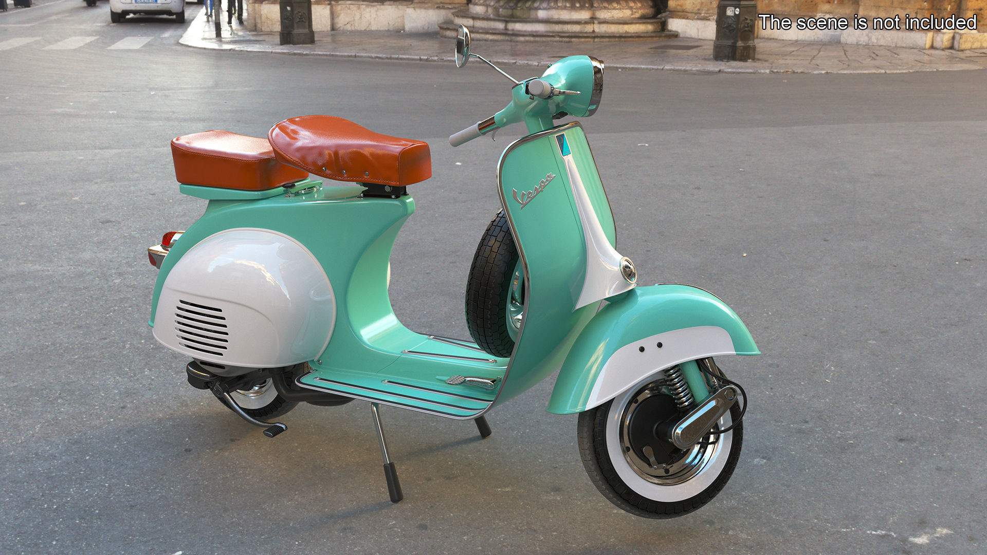Vintage Scooter Vespa 125 Green Rigged for Maya 3D model