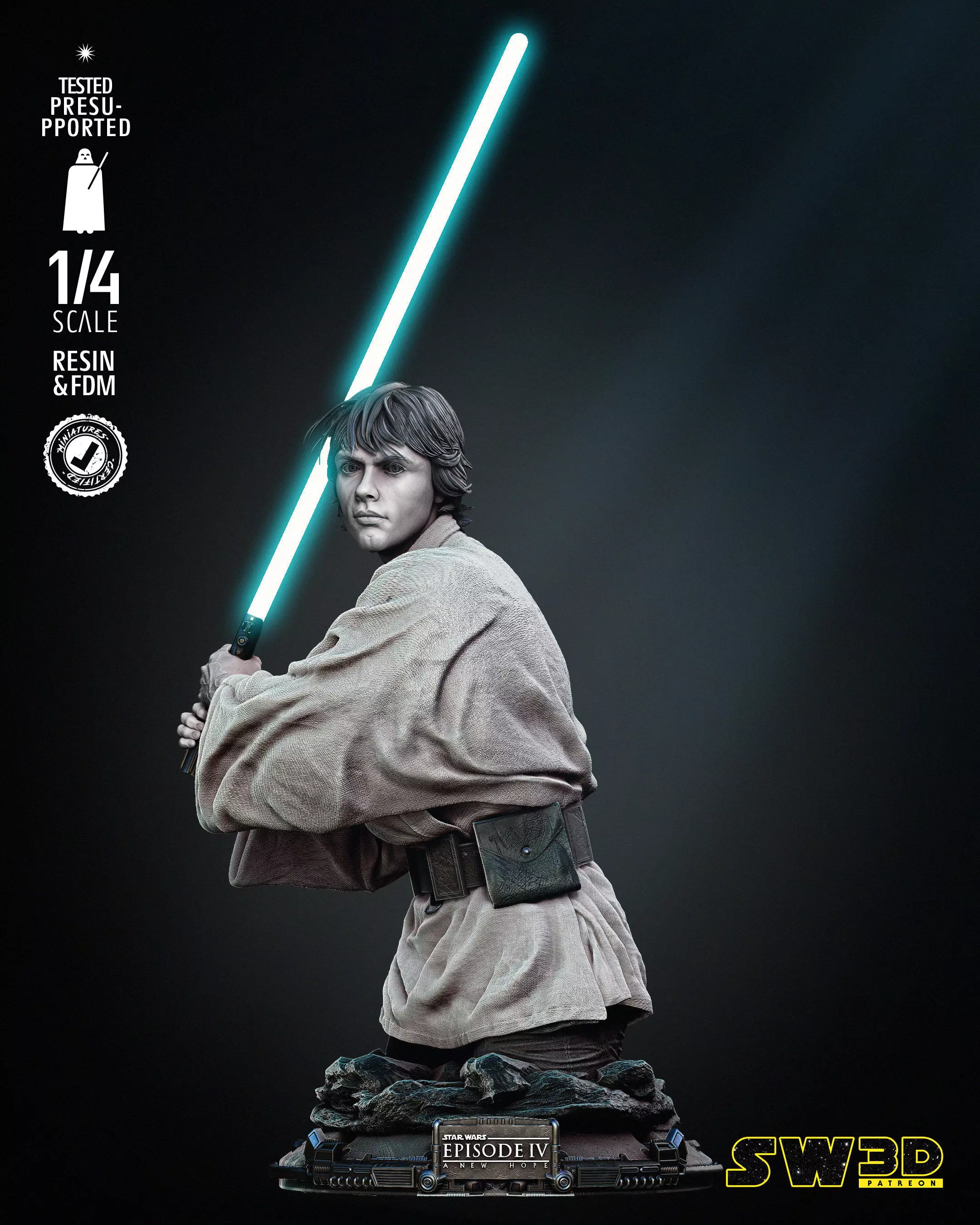 STAR WARS Luke New Hope Bust 3D print model_0