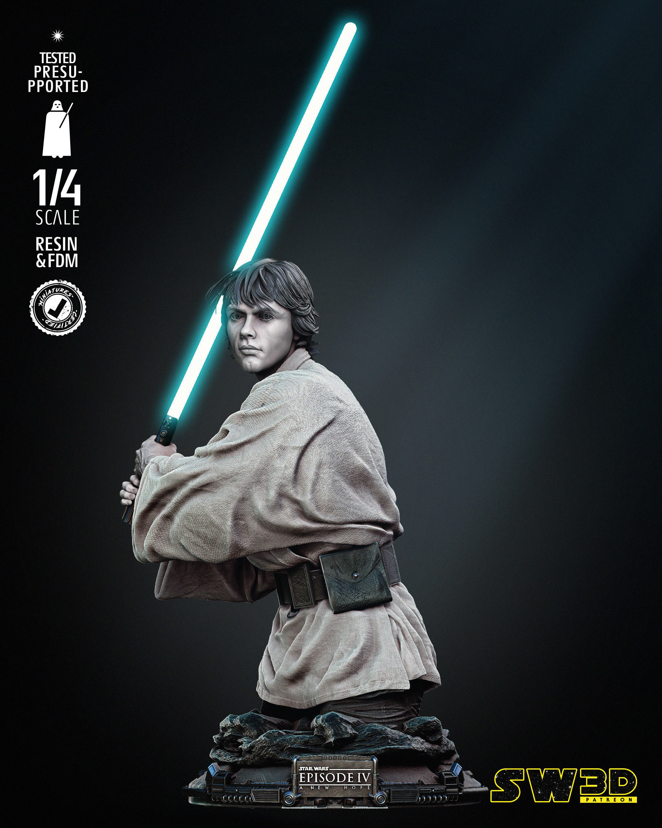 STAR WARS Luke New Hope Bust 3D print model_36