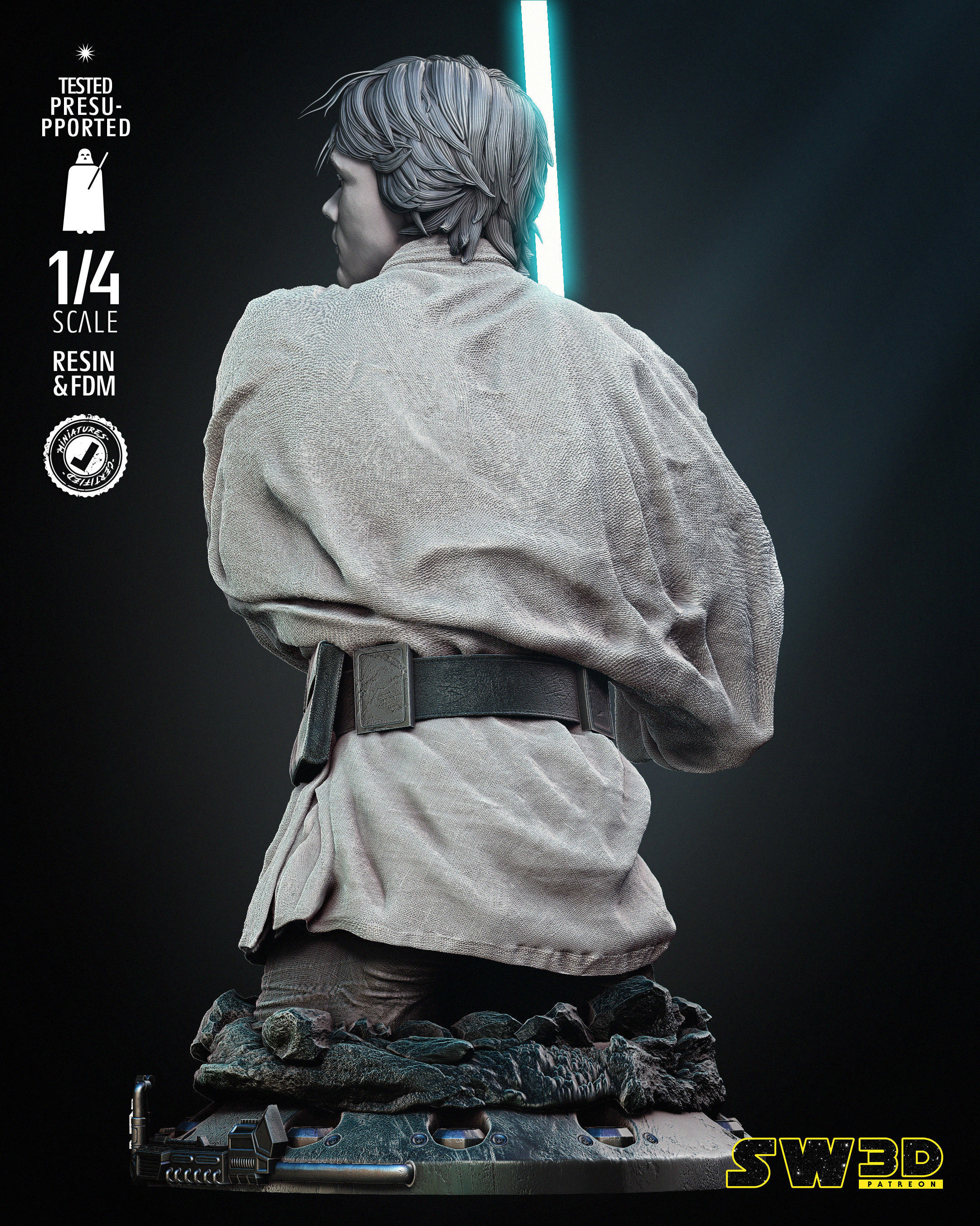 STAR WARS Luke New Hope Bust 3D print model_3