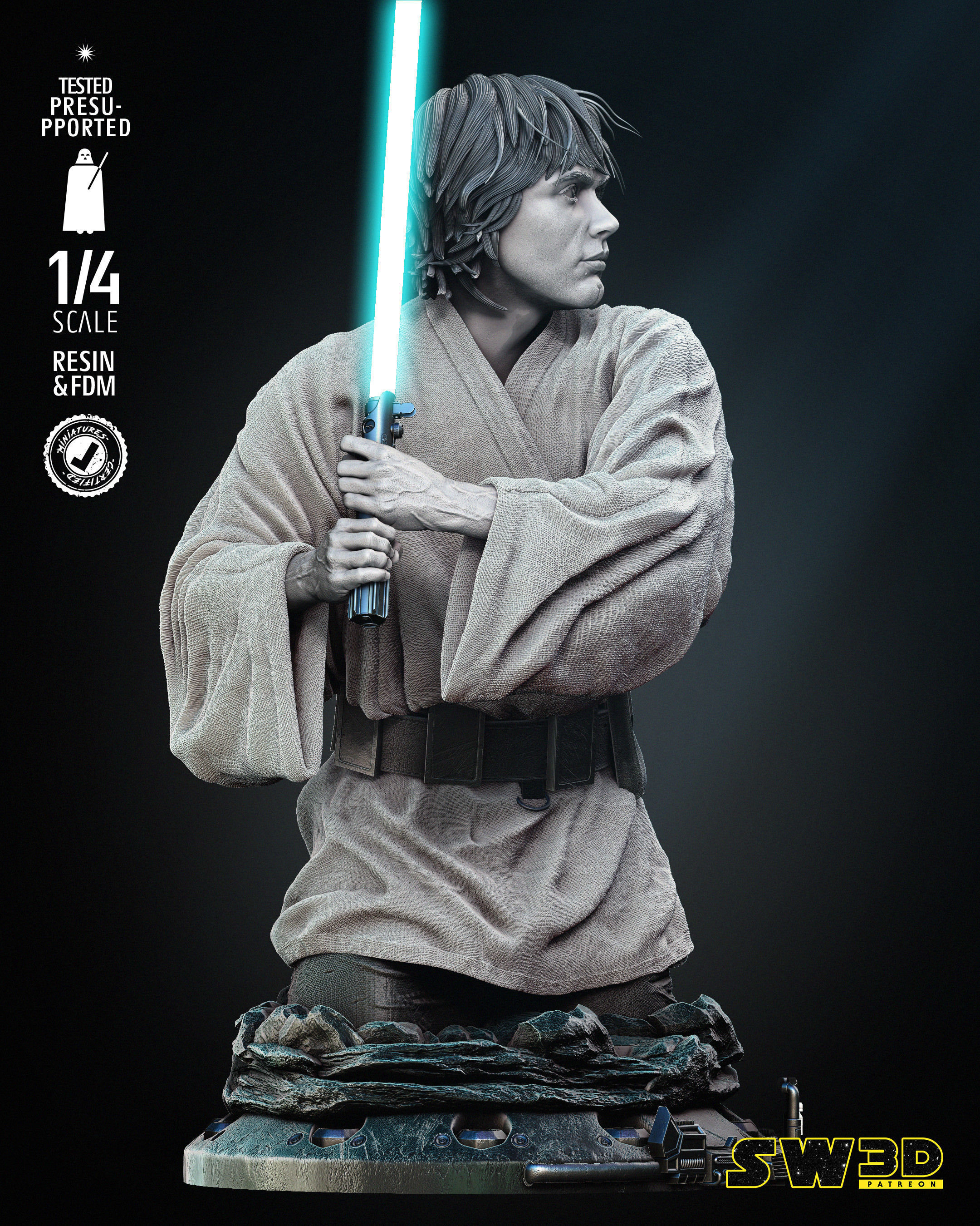 STAR WARS Luke New Hope Bust 3D print model_9